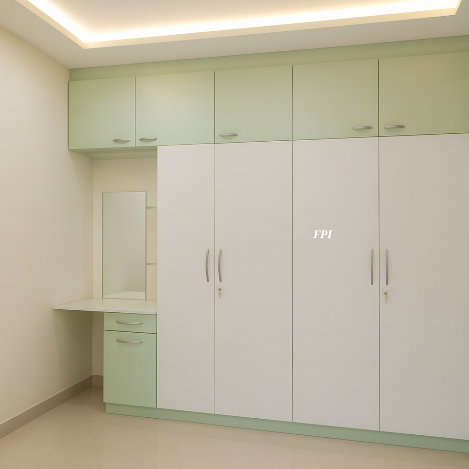 Wadrobe with study table and false ceiling