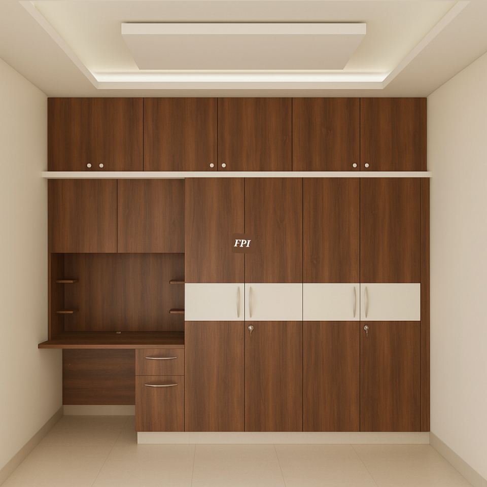 Sliding wadrobe with study table and books storage